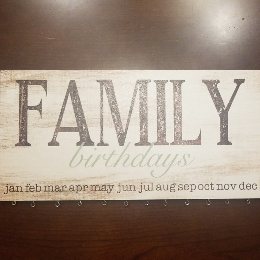 Family birthday tracker wall hanging